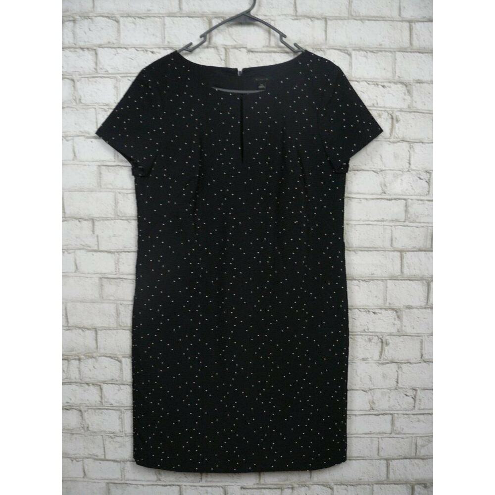 $149 Ann Taylor Navy White Polka Dot Swiss Dot Shift Dress w/ Keyhole 14 NEW